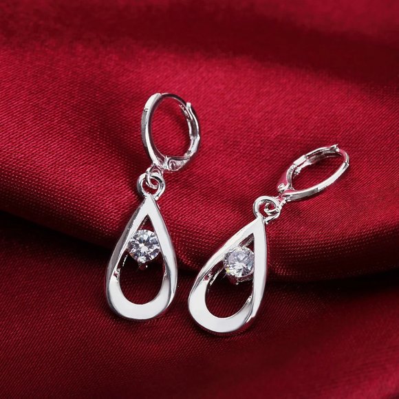 Gorgeous Sterling Silver Crystal Teardrop Earrings " Hypoallergenic  " - Picture 2 of 8